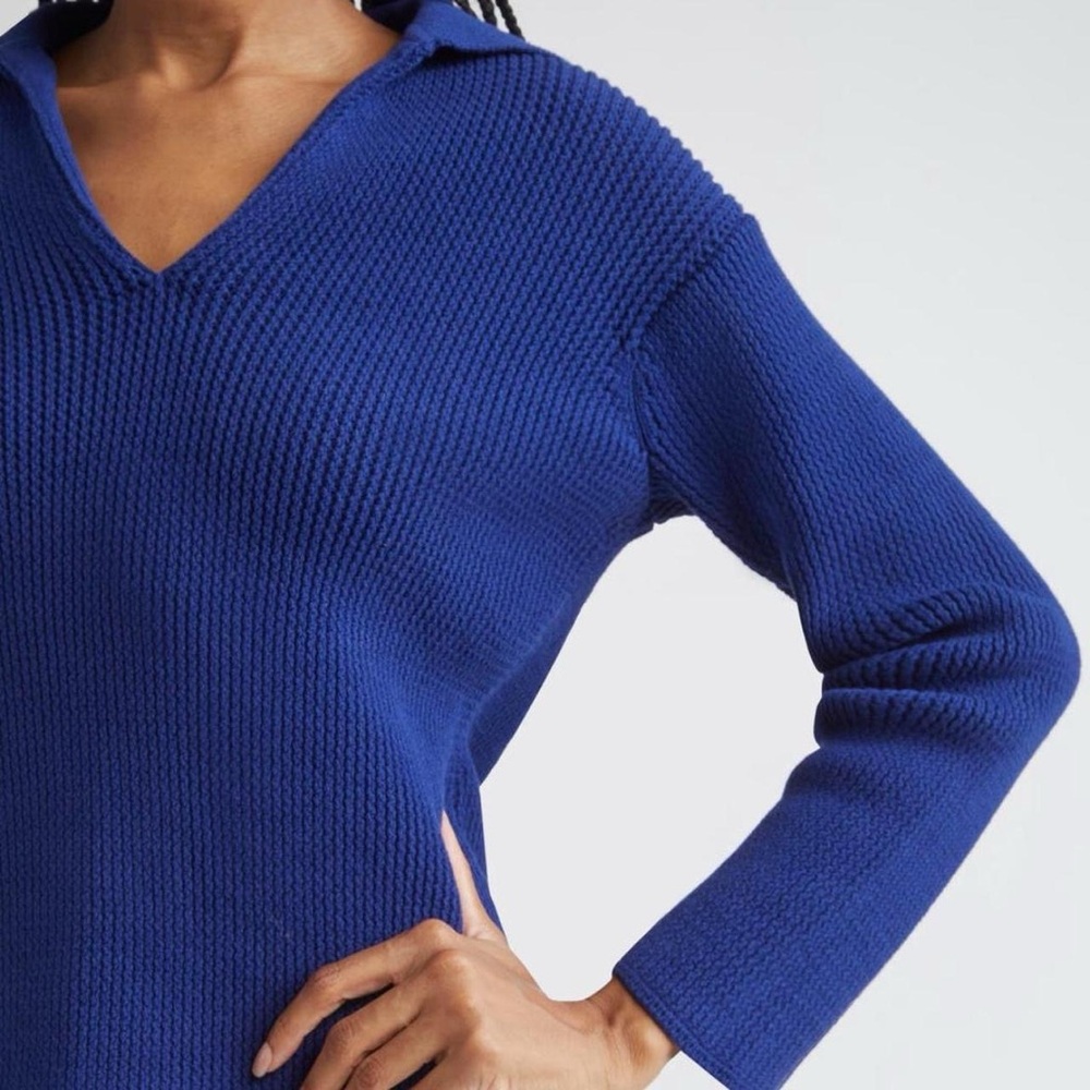 Vince. Caspian blue ribbed cotton sweater